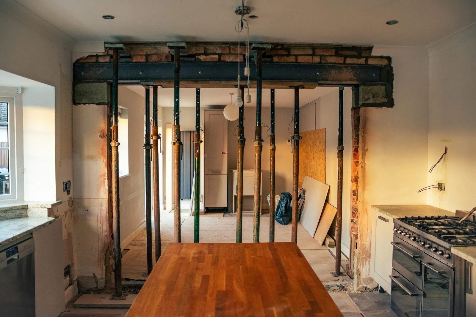 Opened-up room during demolition