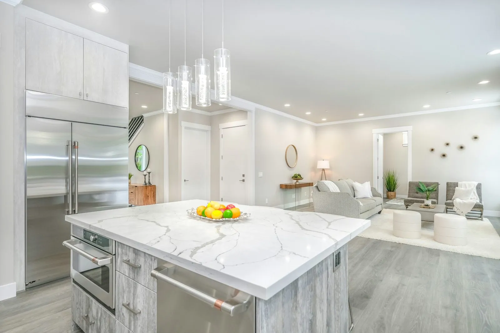 Kitchen island with a quartz top