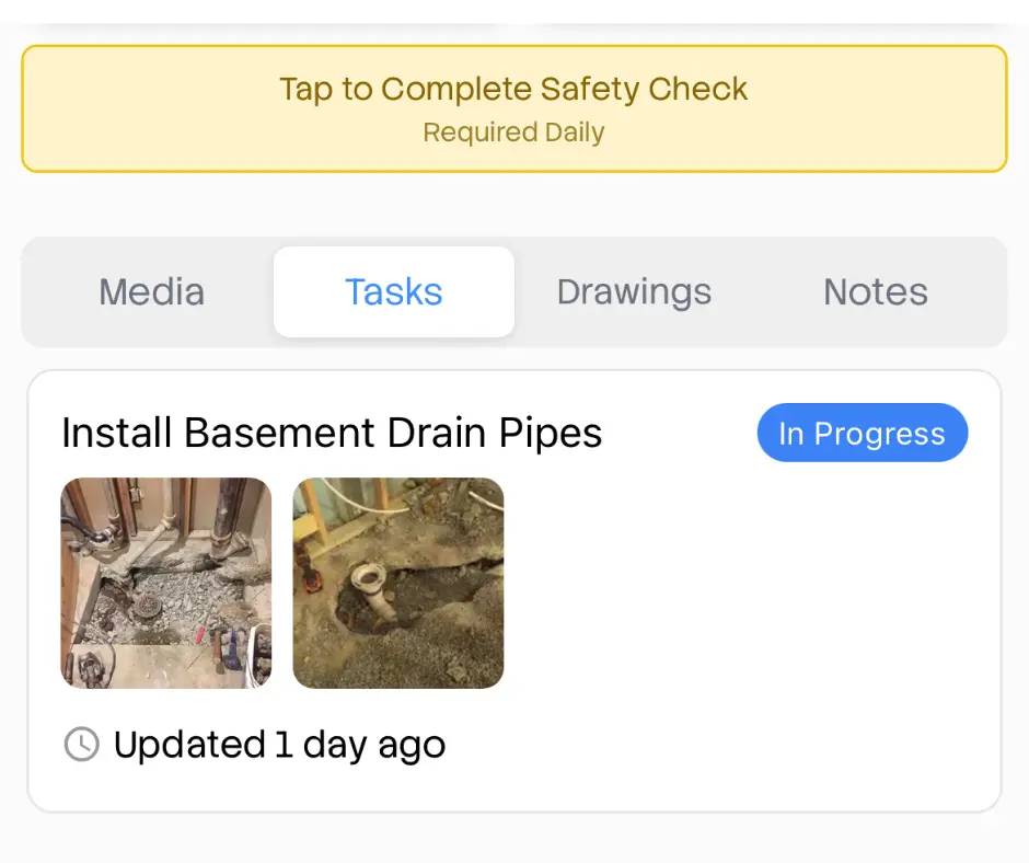 Tasks Pinned to Drawings